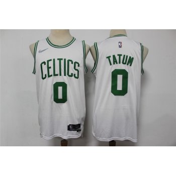 Men's Boston Celtics Jayson Tatum White 75th Anniversary Diamond 2021 Stitched Jersey