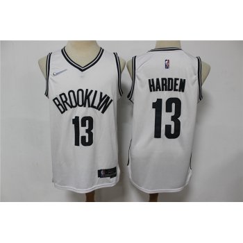 Men's Brooklyn Nets #13 James Harden White 75th Anniversary Diamond 2021 Stitched Jersey