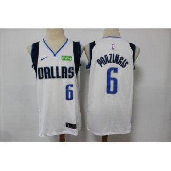 Men's Dallas Mavericks #6 Kristaps Porzingis White Stitched NBA Jersey