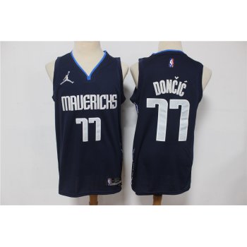Men's Dallas Mavericks #77 Luka Doncic Navy Blue Brand Jordan 75th Anniversary Diamond 2021 Stitched Jersey