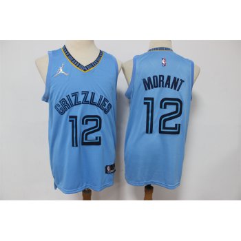 Men's Memphis Grizzlies #12 Ja Morant Blue Jordan 75th Anniversary Diamond 2021 Stitched Jersey