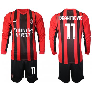 Men 2021-2022 Club Ac Milan home red Long Sleeve 11 Soccer Jersey