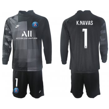 Men 2021-2022 Club Paris St German black goalkeeper Long Sleeve 1 Soccer Jersey