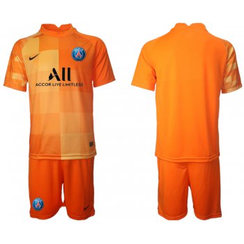 Men 2021-2022 Club Paris St German orange red goalkeeper blank Soccer Jersey