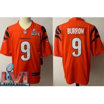 Men's Cincinnati Bengals #9 Joe Burrow Limited Orange 2022 Super Bowl LVI Bound Vapor Jersey
