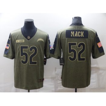 Men's Los Angeles Chargers #52 Khalil Mack Olive Salute To Service Limited Stitched Jersey
