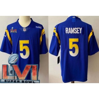 Men's Los Angeles Rams #5 Jalen Ramsey Limited Blue 2022 Super Bowl LVI Bound Vapor Jersey
