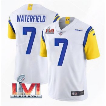 Men's Los Angeles Rams #7 Bob Waterfield 2022 White Super Bowl LVI Vapor Limited Stitched Jersey