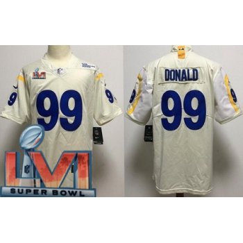Men's Los Angeles Rams #99 Aaron Donald Limited Bone 2022 Super Bowl LVI Bound Vapor Jersey