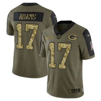 Men's Olive Green Bay Packers #17 Davante Adams 2021 Camo Salute To Service Limited Stitched Jersey