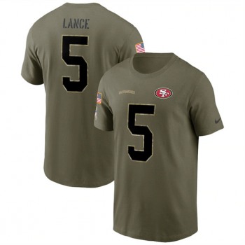 Men's San Francisco 49ers #5 Trey Lance 2022 Olive Salute to Service T-Shirt