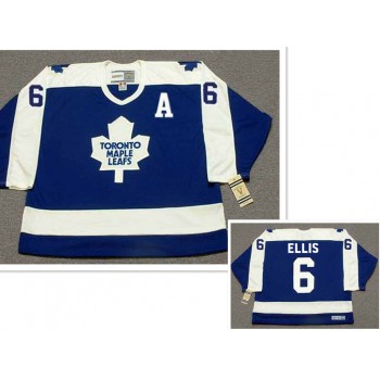 Men's Toronto Maple Leafs #6 Ron Ellis With A Patch Blue With White Throwback CCM Jersey