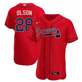 Men's Atlanta Braves #28 Matt Olson Red Flex Base Stitched Baseball Jersey