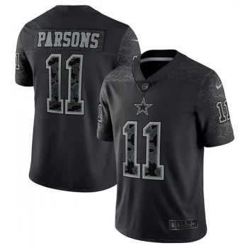 Men's Dallas Cowboys #11 Micah Parsons Black Reflective Limited Stitched Football Jersey