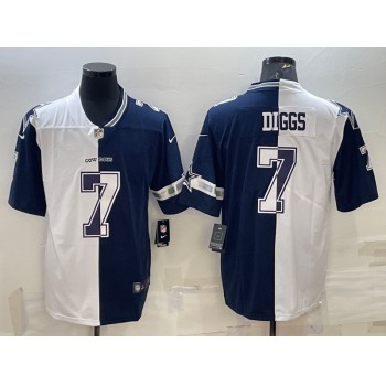 Men's Dallas Cowboys #7 Trevon Diggs Navy White Split Vapor Untouchable Limited Stitched Jersey