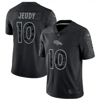 Men's Denver Broncos #10 Jerry Jeudy Black Reflective Limited Stitched Football Jersey
