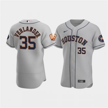 Men's Houston Astros #35 Justin Verlander Gray 60th Anniversary Flex Base Stitched Baseball Jersey
