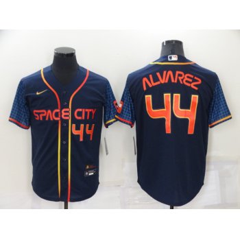 Men's Houston Astros #44 Yordan Alvarez Number 2022 Navy Blue City Connect Cool Base Stitched Jersey