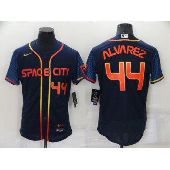 Men's Houston Astros #44 Yordan Alvarez Number 2022 Navy Blue City Connect Flex Base Stitched Baseball Jersey