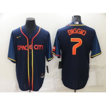 Men's Houston Astros #7 Craig Biggio 2022 Navy Blue City Connect Cool Base Stitched Jersey