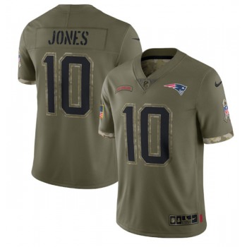 Men's New England Patriots #10 Mac Jones 2022 Olive Salute To Service Limited Stitched Jersey