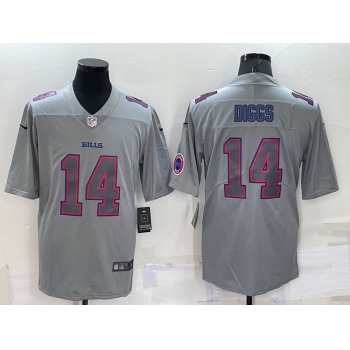 Men's Buffalo Bills #14 Stefon Diggs LOGO Grey Atmosphere Fashion Vapor Untouchable Stitched Limited Jersey