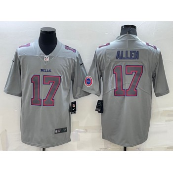 Men's Buffalo Bills #17 Josh Allen LOGO Grey Atmosphere Fashion 2022 Vapor Untouchable Stitched Limited Jersey