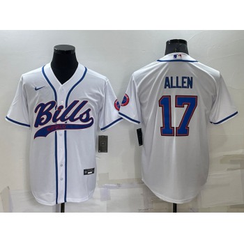 Men's Buffalo Bills #17 Josh Allen White Stitched Cool Base Nike Baseball Jersey