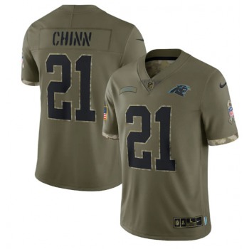 Men's Carolina Panthers #21 Jeremy Chinn 2022 Olive Salute To Service Limited Stitched Jersey