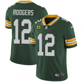 Men's Green Bay Packers #12 Aaron Rodgers Green With 4-star C Patch Vapor Untouchable Stitched NFL Limited Jersey
