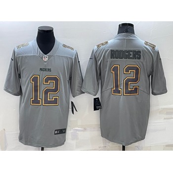 Men's Green Bay Packers #12 Aaron Rodgers Grey Atmosphere Fashion 2022 Vapor Untouchable Stitched Limited Jersey