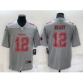 Men's Tampa Bay Buccaneers #12 Tom Brady LOGO Grey Atmosphere Fashion Vapor Untouchable Stitched Limited Jersey