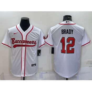 Men's Tampa Bay Buccaneers #12 Tom Brady White Cool Base Stitched Baseball Jersey