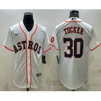 Men's Houston Astros #30 Kyle Tucker White With Patch Stitched MLB Cool Base Nike Jersey