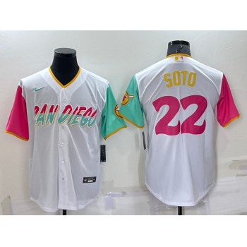 Men's San Diego Padres #22 Juan Soto White 2022 City Connect Cool Base Stitched Jersey