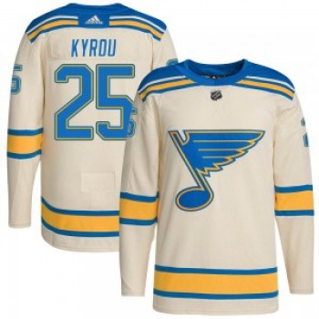 Men's St. Louis Blues #25 Jordan Kyrou Cream 2022 Winter Classic Stitched Jersey