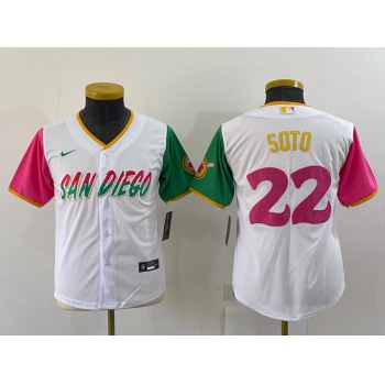 Women San Diego Padres #22 Juan Soto White 2022 City Connect Cool Base Stitched Jersey
