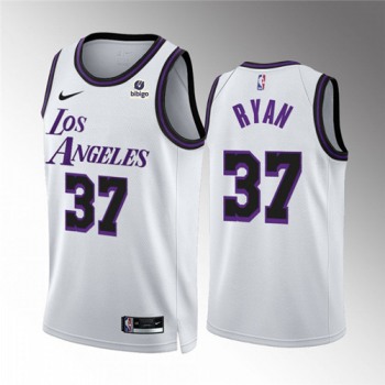 Men's Los Angeles Lakers #37 Matt Ryan White City Edition Stitched Basketball Jersey