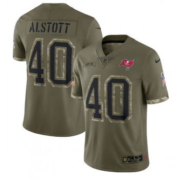 Men's Tampa Bay Buccaneers #40 Mike Alstott 2022 Olive Salute To Service Limited Stitched Jersey