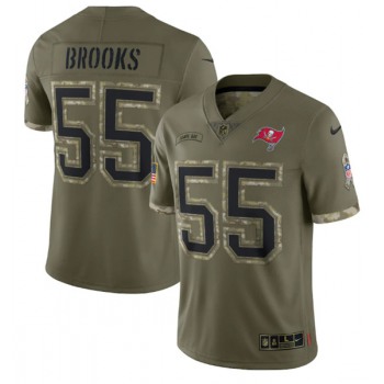 Men's Tampa Bay Buccaneers #55 Derrick Brooks 2022 Olive Salute To Service Limited Stitched Jersey