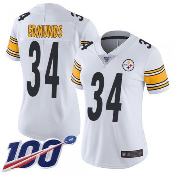 Nike Steelers #34 Terrell Edmunds White Women's Stitched NFL 100th Season Vapor Limited Jersey