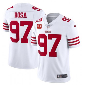 Men's San Francisco 49ers 2022 #97 Nike Bosa White Scarlet With 1-star C Patch Vapor Untouchable Limited Stitched Football Jersey
