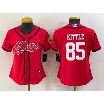 Youth San Francisco 49ers #85 George Kittle Red With Patch Cool Base Stitched Baseball Jersey