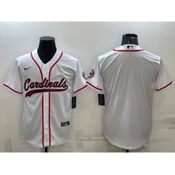 Men's Arizona Cardinals Blank White With Patch Cool Base Stitched Baseball Jersey