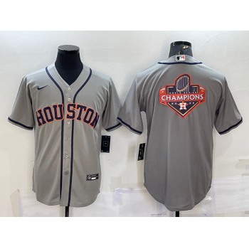 Men's Houston Astros Grey Champions Big Logo Stitched MLB Cool Base Nike Jersey