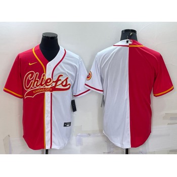 Men's Kansas City Chiefs Blank Red White Two Tone With Patch Cool Base Stitched Baseball Jersey