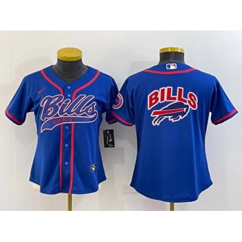 Youth Buffalo Bills Royal Team Big Logo With Patch Cool Base Stitched Baseball Jersey
