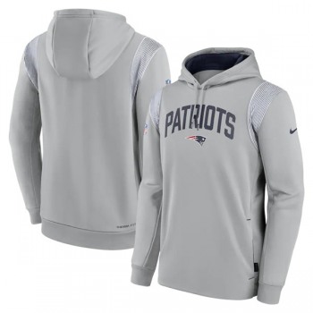 Men's New England Patriots Gray Sideline Stack Performance Pullover Hoodie