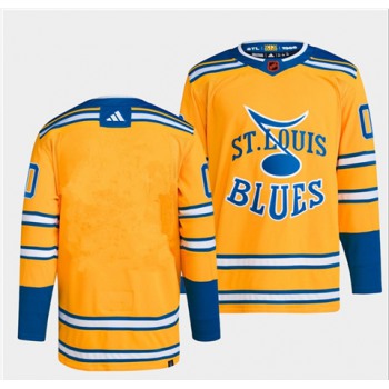 Men's St. Louis Blues Blank Yellow 2022-23 Reverse Retro Stitched Jersey