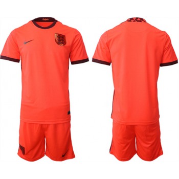 Mens England Blank Orange Away Soccer Jersey Suit
